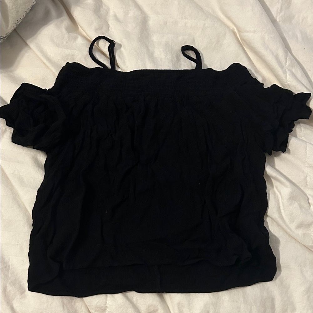 MOVING SALE T.J.Maxx Black Ruffled Blouse